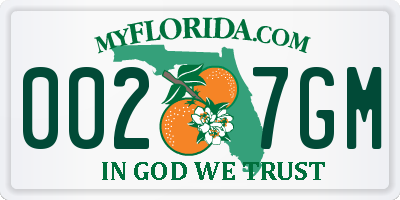 FL license plate 0027GM