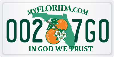 FL license plate 0027GO