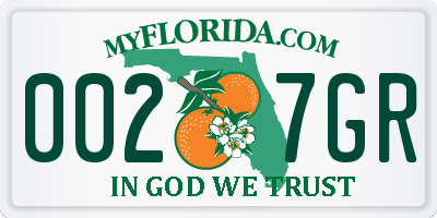 FL license plate 0027GR