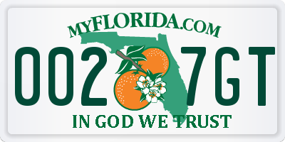 FL license plate 0027GT