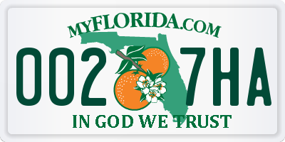 FL license plate 0027HA