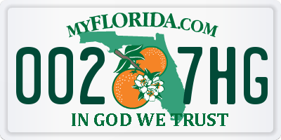 FL license plate 0027HG