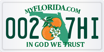 FL license plate 0027HI