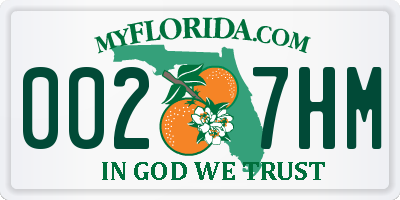 FL license plate 0027HM