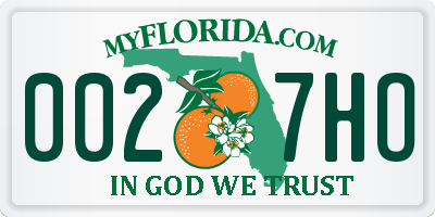 FL license plate 0027HO
