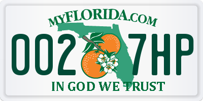 FL license plate 0027HP