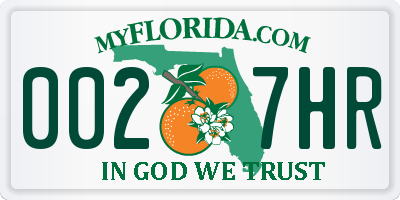 FL license plate 0027HR