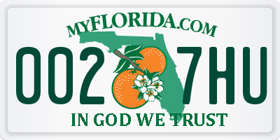 FL license plate 0027HU