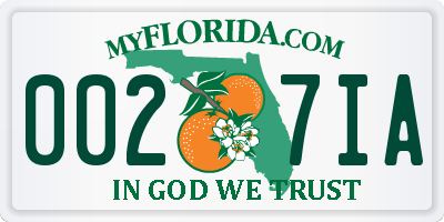 FL license plate 0027IA