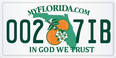 FL license plate 0027IB