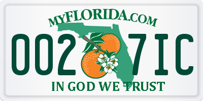 FL license plate 0027IC
