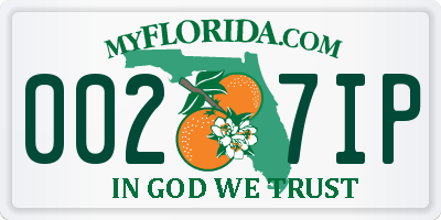 FL license plate 0027IP
