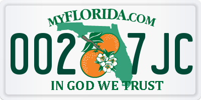 FL license plate 0027JC