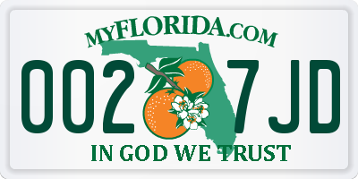 FL license plate 0027JD