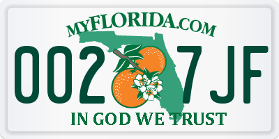 FL license plate 0027JF