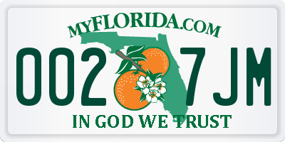 FL license plate 0027JM