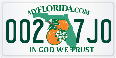 FL license plate 0027JO