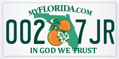 FL license plate 0027JR