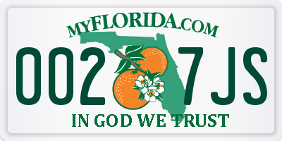 FL license plate 0027JS