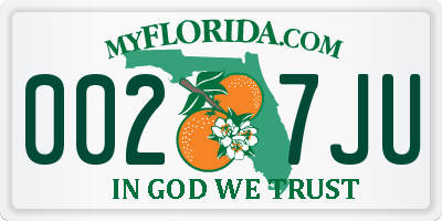 FL license plate 0027JU
