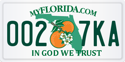 FL license plate 0027KA