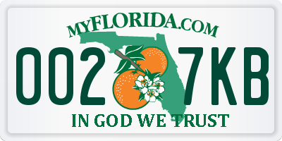 FL license plate 0027KB