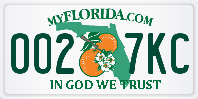 FL license plate 0027KC