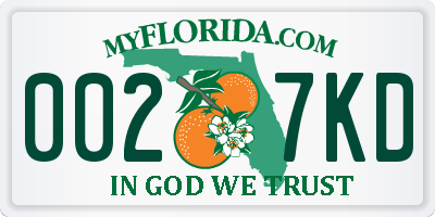 FL license plate 0027KD
