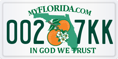 FL license plate 0027KK
