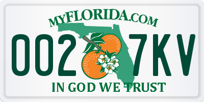 FL license plate 0027KV