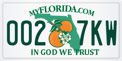 FL license plate 0027KW