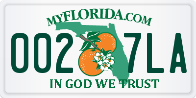 FL license plate 0027LA