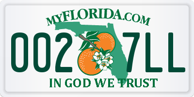 FL license plate 0027LL