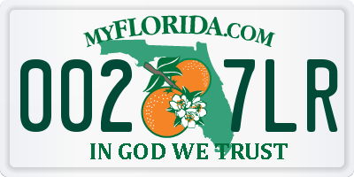 FL license plate 0027LR