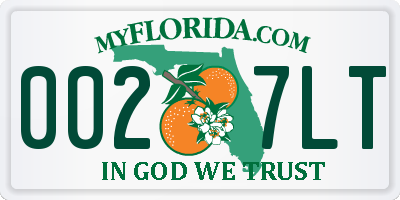 FL license plate 0027LT