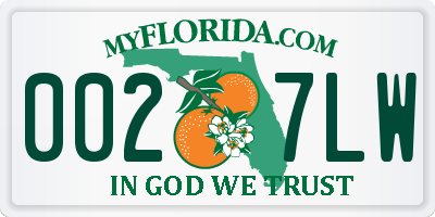 FL license plate 0027LW