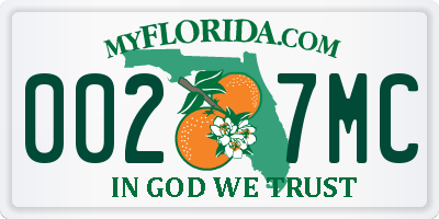 FL license plate 0027MC