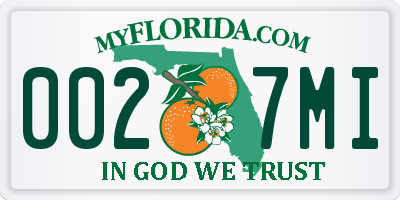 FL license plate 0027MI