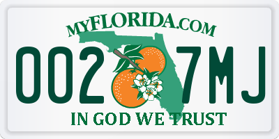 FL license plate 0027MJ