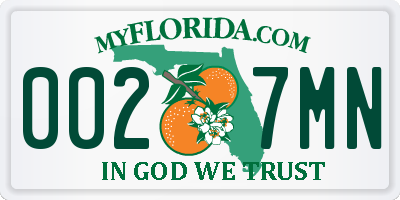 FL license plate 0027MN