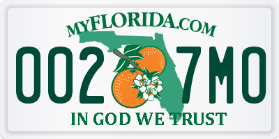 FL license plate 0027MO