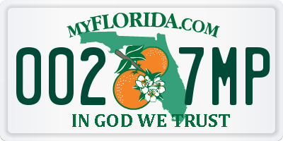 FL license plate 0027MP