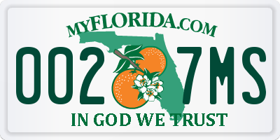 FL license plate 0027MS