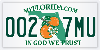 FL license plate 0027MU