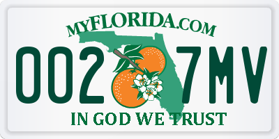 FL license plate 0027MV