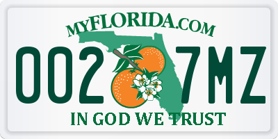 FL license plate 0027MZ