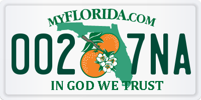 FL license plate 0027NA