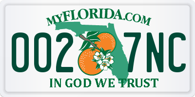 FL license plate 0027NC