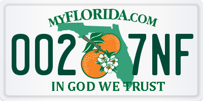 FL license plate 0027NF