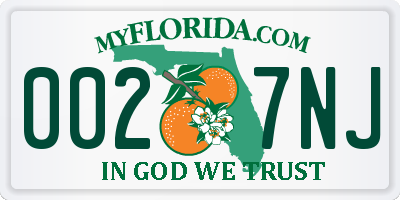 FL license plate 0027NJ